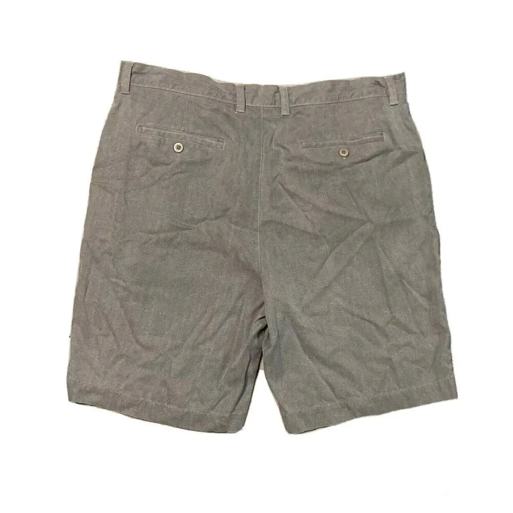 Tommy Bahama Mens Shorts Chino Deck 38 Cotton Blend Flat Front Gray Heather
